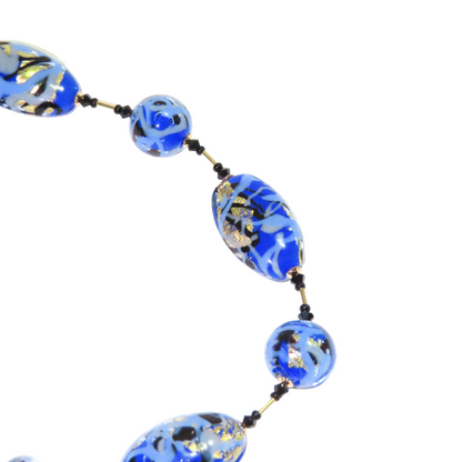Murano Blue Black Gold Necklace