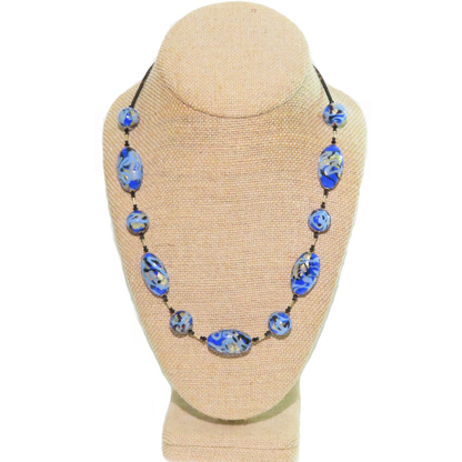 Murano Blue Black Gold Necklace