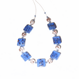 Murano Blue Square Old Charm Silver Necklace