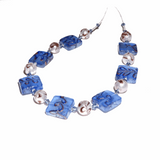 Murano Blue Square Old Charm Silver Necklace