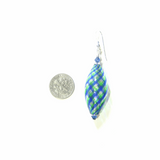 Murano Blown Glass Blue Green Long Oval Earrings - JKC Murano