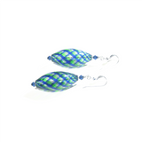 Blue Green Mouth Blown Glass Murano Earrings - JKC Murano