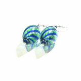 Murano Blown Glass Blue Green Long Oval Earrings - JKC Murano