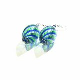 Blue Green Mouth Blown Glass Murano Earrings - JKC Murano