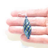 Blue Green Mouth Blown Glass Murano Earrings - JKC Murano