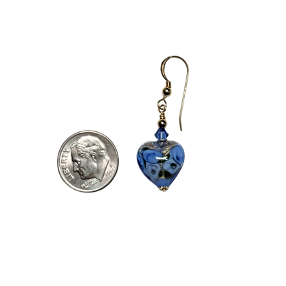 Blue Rose Murano Glass Heart Earrings – Italian Gold Earrings