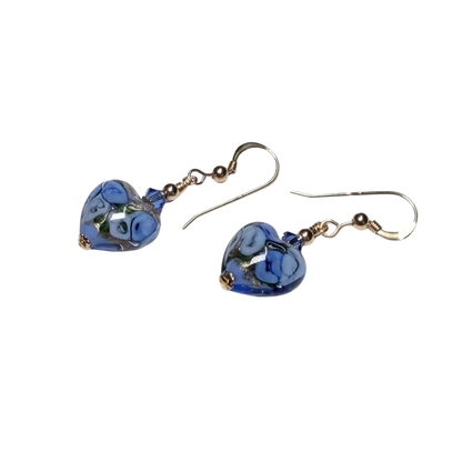 Blue Rose Murano Glass Heart Earrings – Italian Gold Earrings