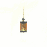 Murano Glass Black Brown Topaz Rectangle Gold Earrings - JKC Murano