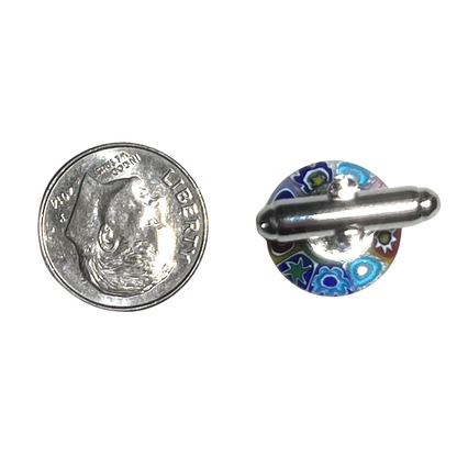 Murano Colorful Millefiori Silver Cuff Links
