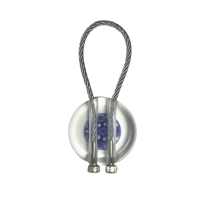 Murano Glass Blue White Star Millefiori Keychain