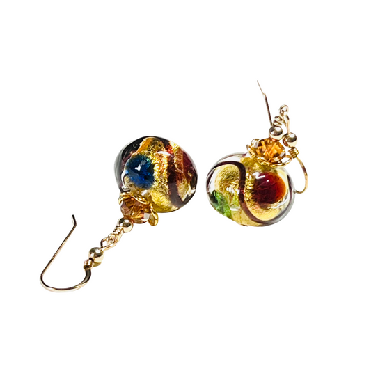 Murano Colorful Fun Dot Gold Earrings