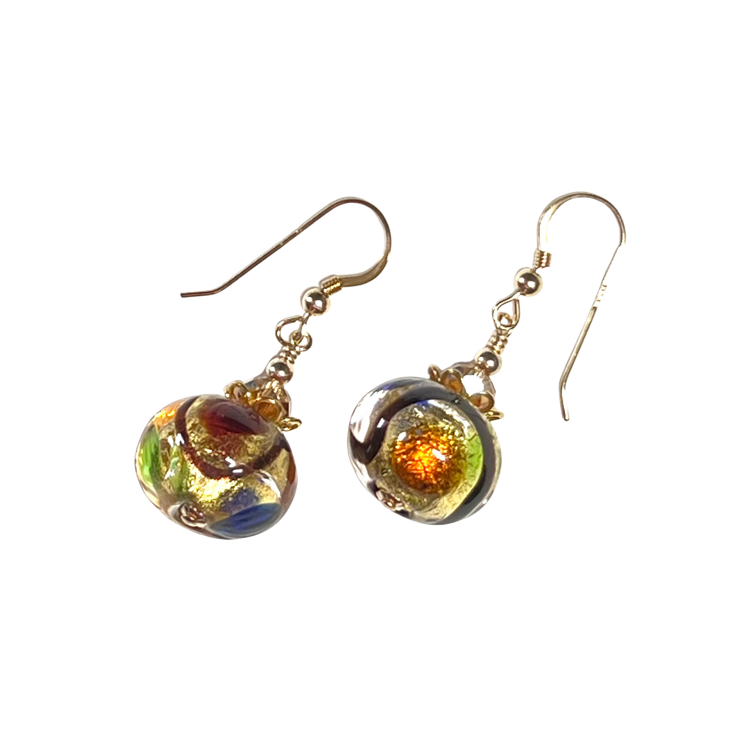 Murano Colorful Fun Dot Gold Earrings