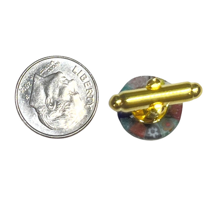 Murano Glass Colorful Millefiori Gold Cuff links