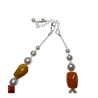 Multicolor Murano Glass Nugget & Swarovski Pearl Sterling Silver Necklace