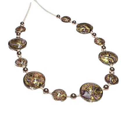 Murano glass gold disc necklace