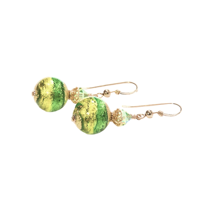 Boucles d'oreilles Murano vert émeraude et péridot or