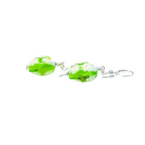 a pair of green earrings on a white background