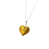 Murano Glass Topaz Amber Puffy Heart Pendant