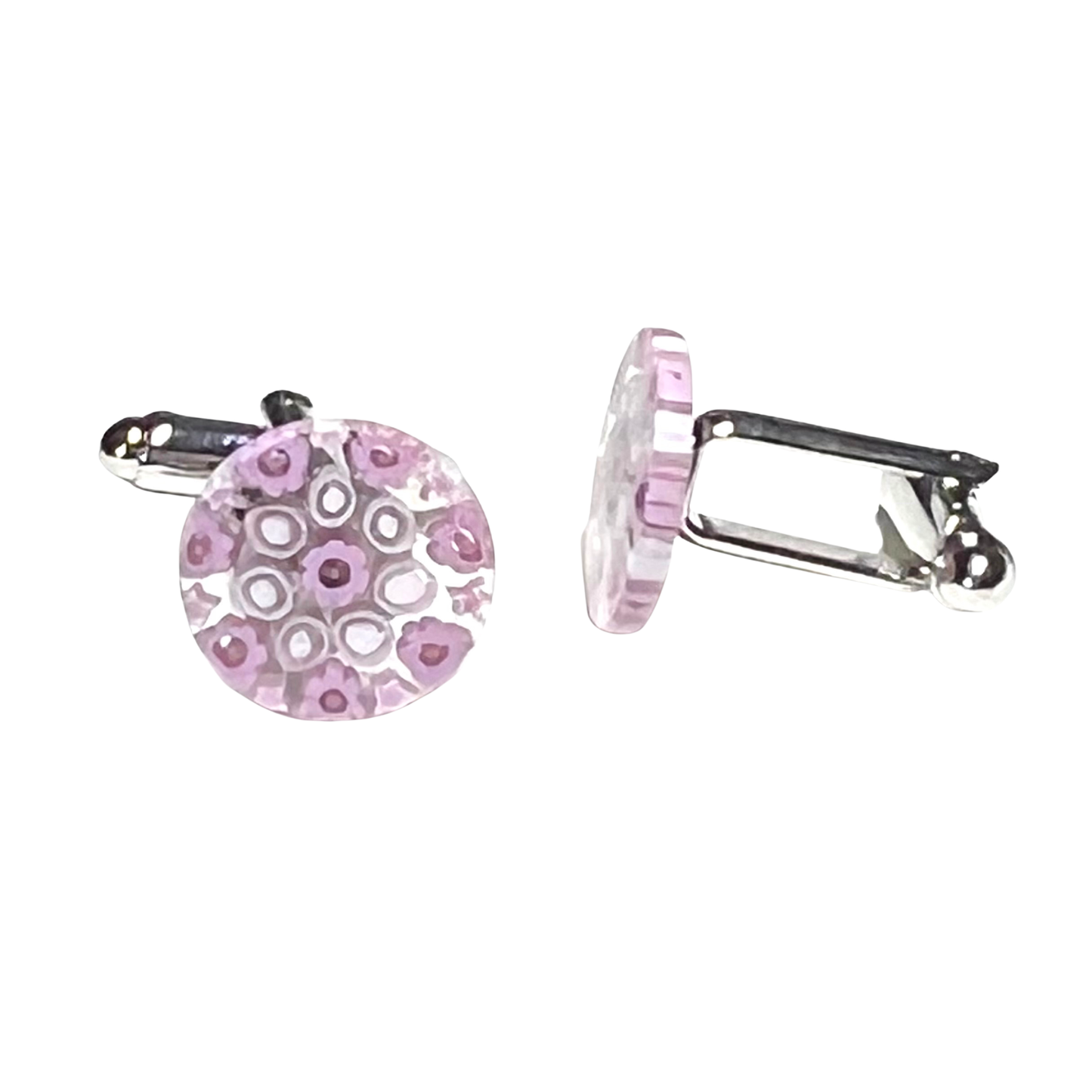 Murano Millefiori Pink White Cuff Links
