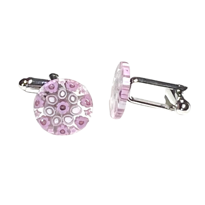 Murano Millefiori Pink White Cuff Links