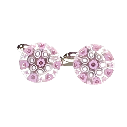 Murano Millefiori Pink White Cuff Links