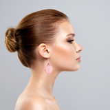 Murano Mouth Blown Glass Orange Stripe Hollow Disc Earrings