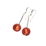 Murano Glass Pink Disc Drop Silver Earrings