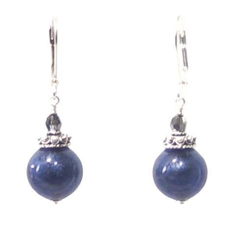 Italian Murano Glass Plum Purple Sterling Silver Earrings