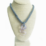 Murano Glass Amethyst Dichroic Snake Pendant Necklace - JKC Murano