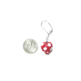 Murano Glass Red Heart Polka Dot Sterling Silver Earrings, Venetian Jewelry