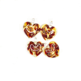 Murano Glass Red Copper Gold Swirl Heart Pendant Necklace