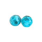 Murano Ball Aqua Cloud Post Earrings, Studs