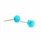 Murano Ball Aqua Cloud Post Earrings, Studs