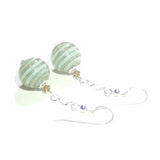 Murano Glass Aquamarine Copper Ball Dangle Silver Earrings - JKC Murano