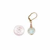 Murano Glass Aquamarine Ball Drop Gold Earrings, Venetian Jewelry