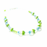 Murano Glass Aqua Green Tricolor Twist Silver Necklace - JKC Murano