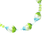 Murano Glass Aqua Green Tricolor Twist Silver Necklace - JKC Murano