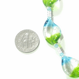 Murano Glass Aqua Green Tricolor Twist Silver Necklace - JKC Murano