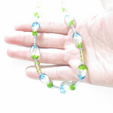 Murano Glass Aqua Green Tricolor Twist Silver Necklace - JKC Murano