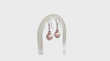 Murano Pale Pink Copper Ball Sterling Silver Earrings
