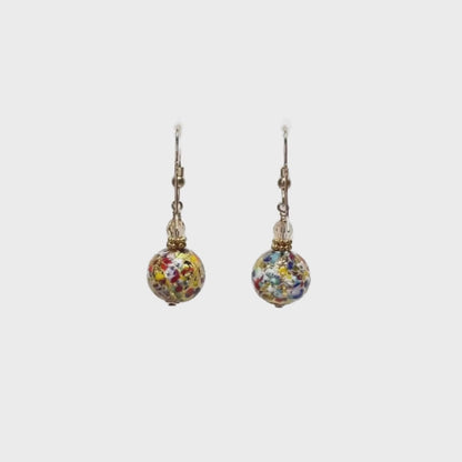 Murano Glass Klimt Ball Gold Earrings