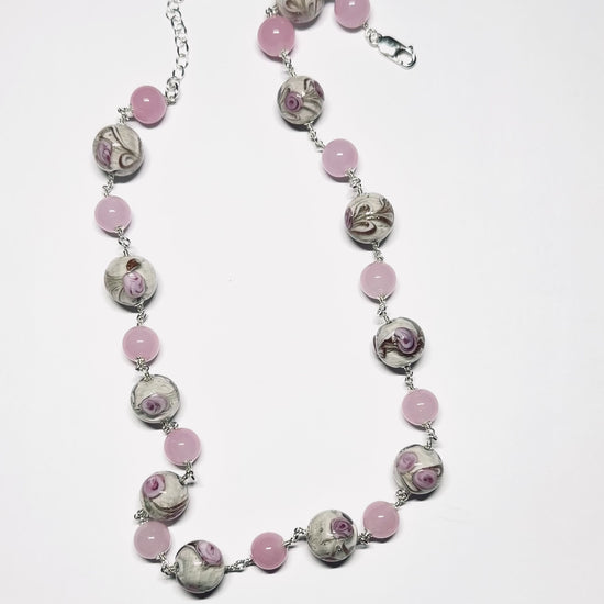 Murano pink roses necklace video