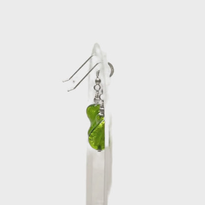 Murano Glass Erba Green Twist Sterling Silver Earrings
