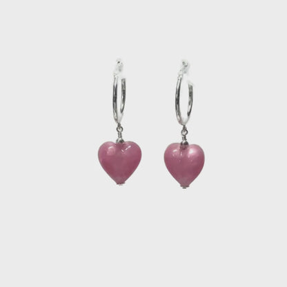 Murano pink heart hoop earrings video
