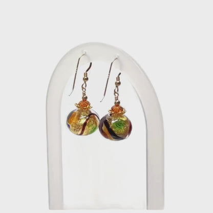 Murano Colorful Fun Dot Gold Earrings