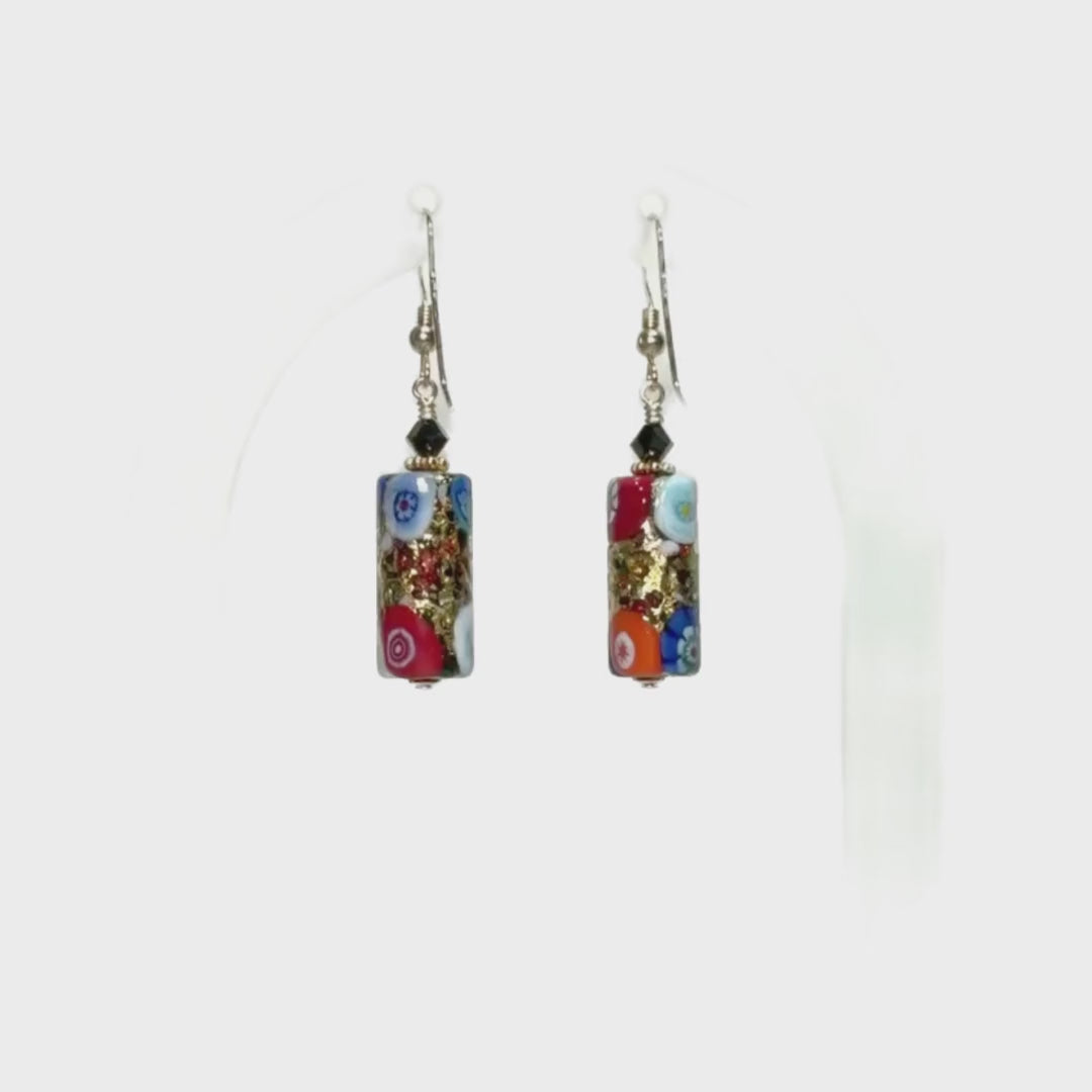 murano klimt tube earrings