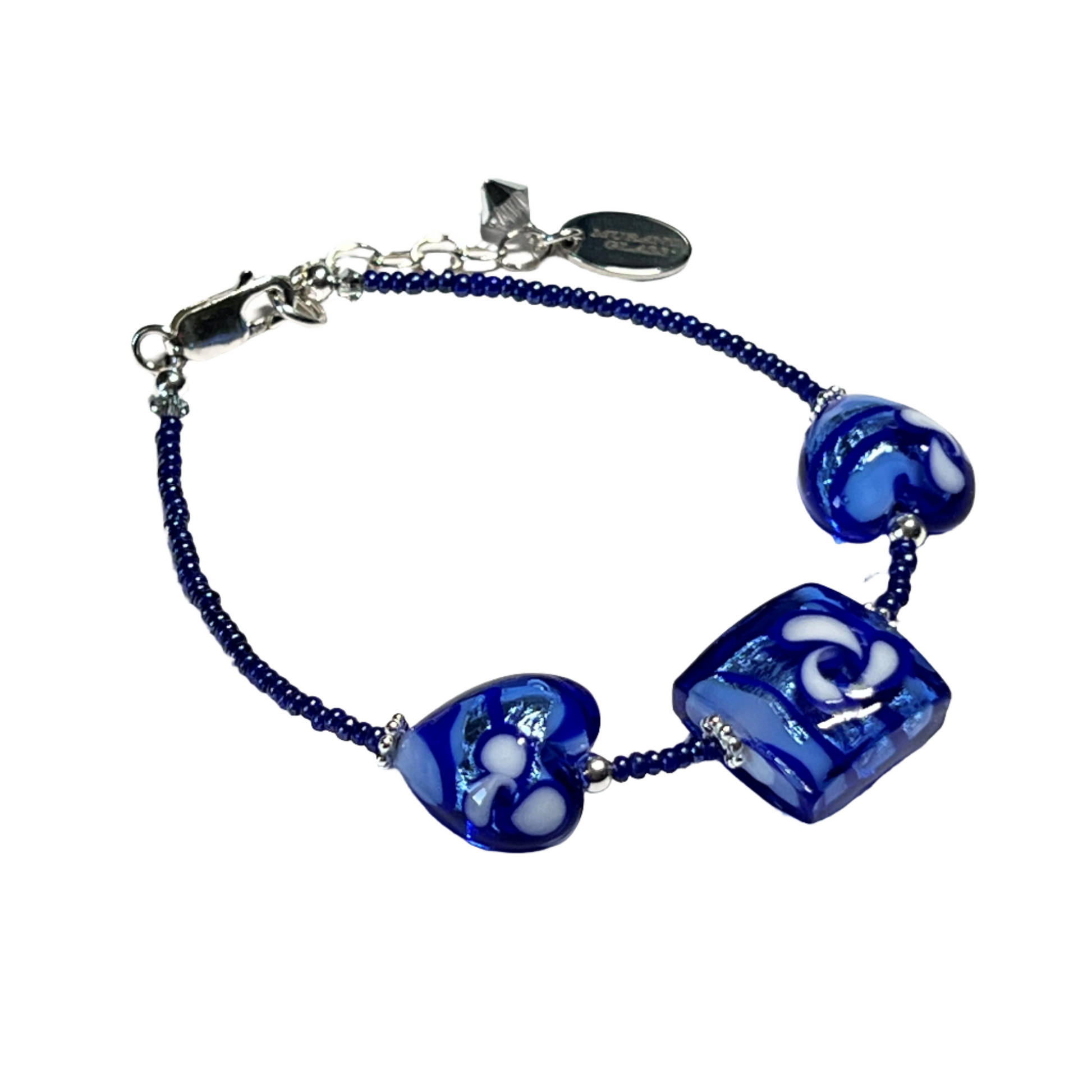 Murano glass blue flower bracelet