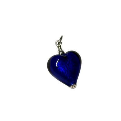 small cobalt blue heart silver pendant