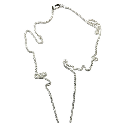 a silver necklace with a heart on it