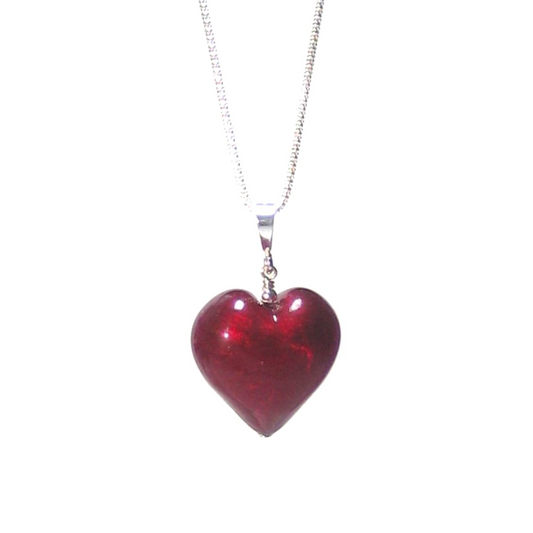 Murano Glass Dark Red Heart Pendant, Genuine Venetian Glass - JKC Murano